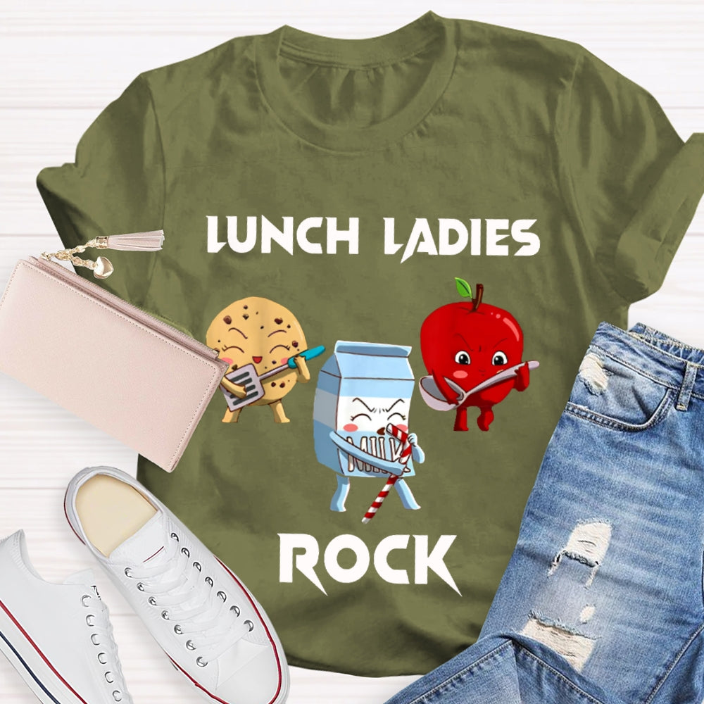 Lunch Lady Rock Cookies Milk And Apples T-shirt