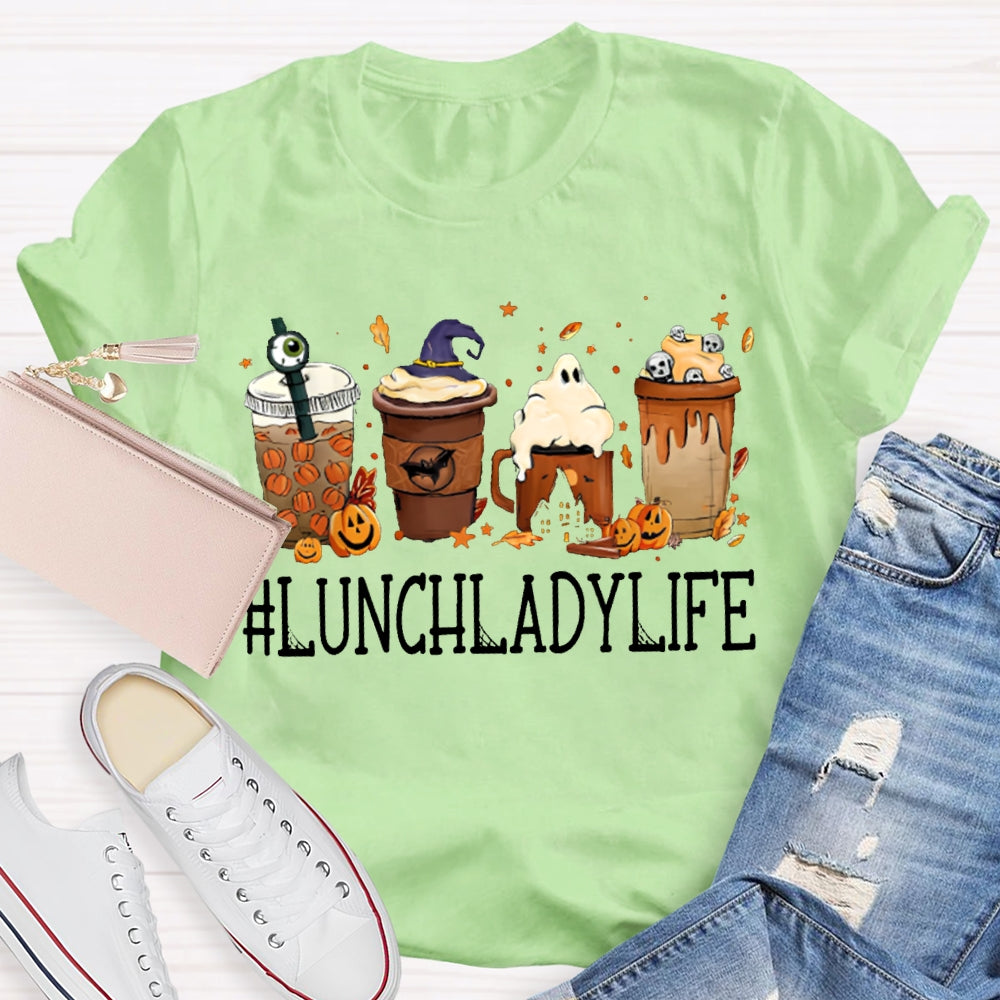Lunch Lady Life Pumpkin Milk Tea Halloween T-shirt