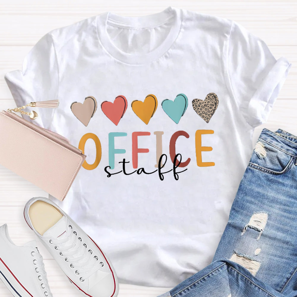 Office Staff Colorful Heart T-shirt