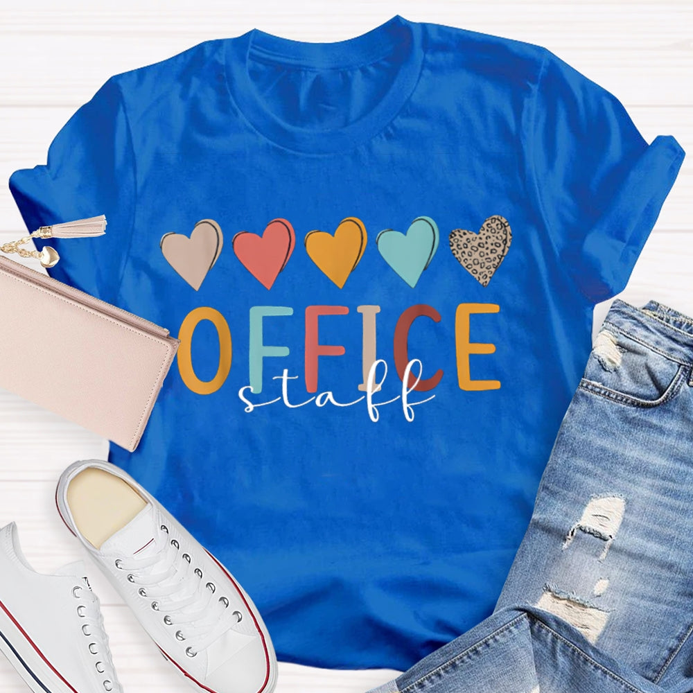Office Staff Colorful Heart T-shirt