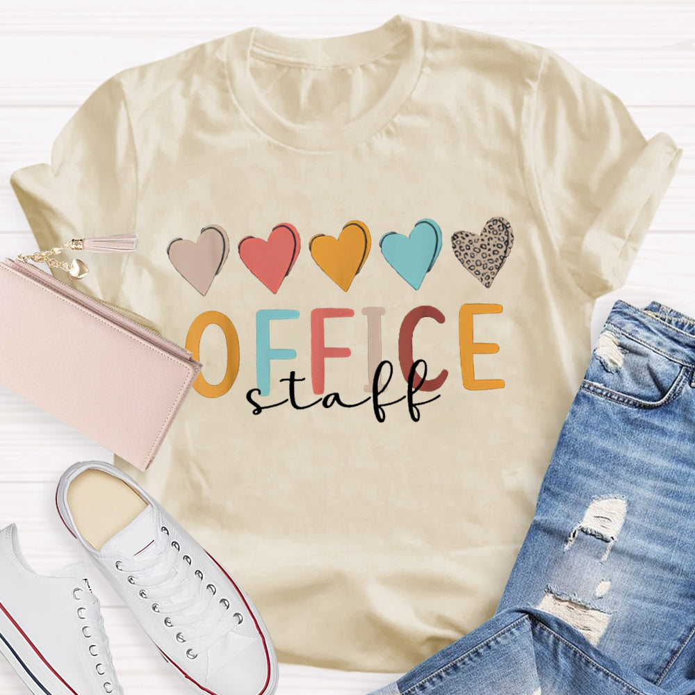 Office Staff Colorful Heart T-shirt