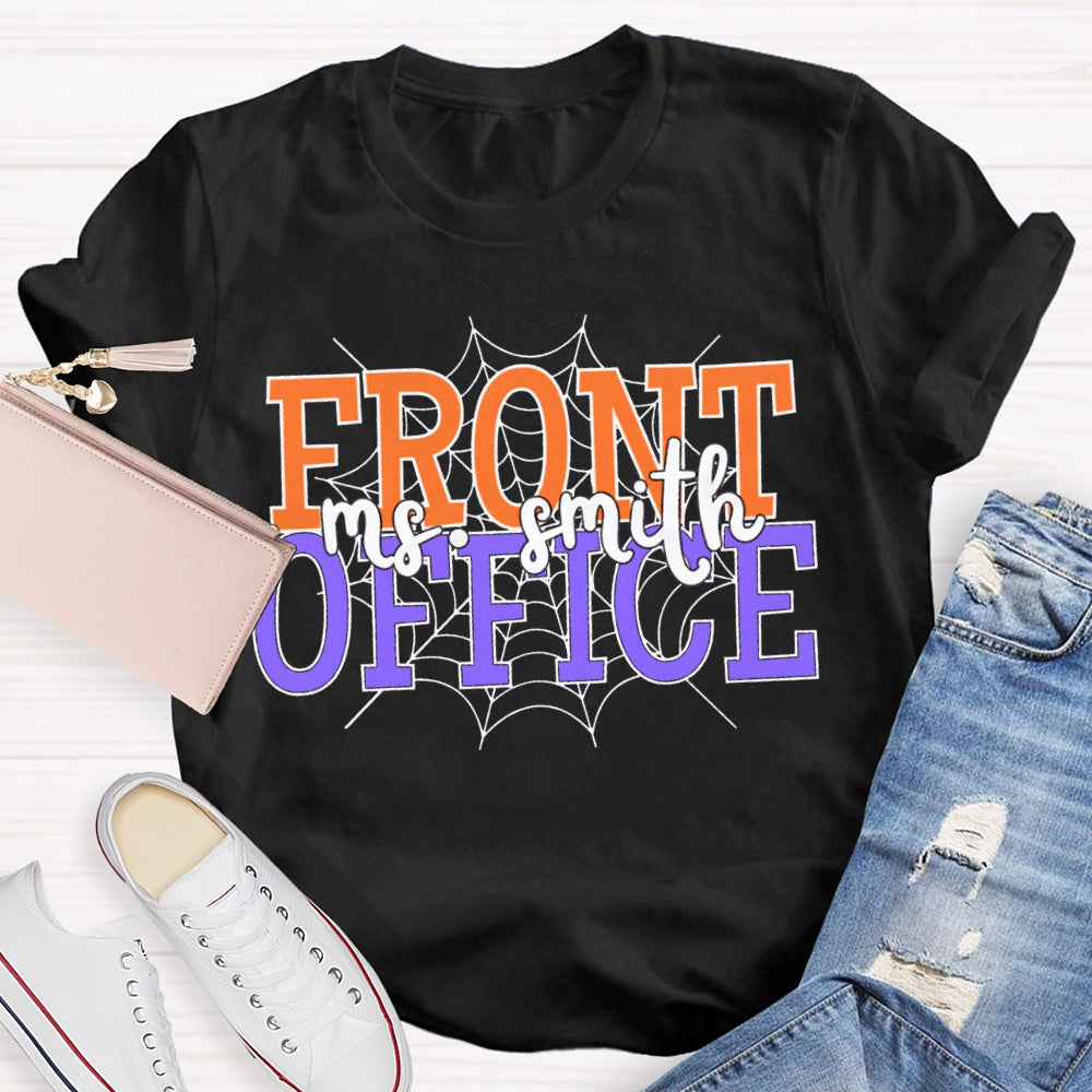 Personalized Name Front Office Spider Web Halloween T-shirt