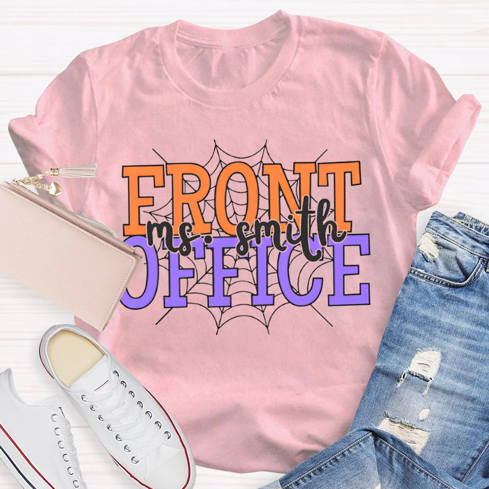 Personalized Name Front Office Spider Web Halloween T-shirt