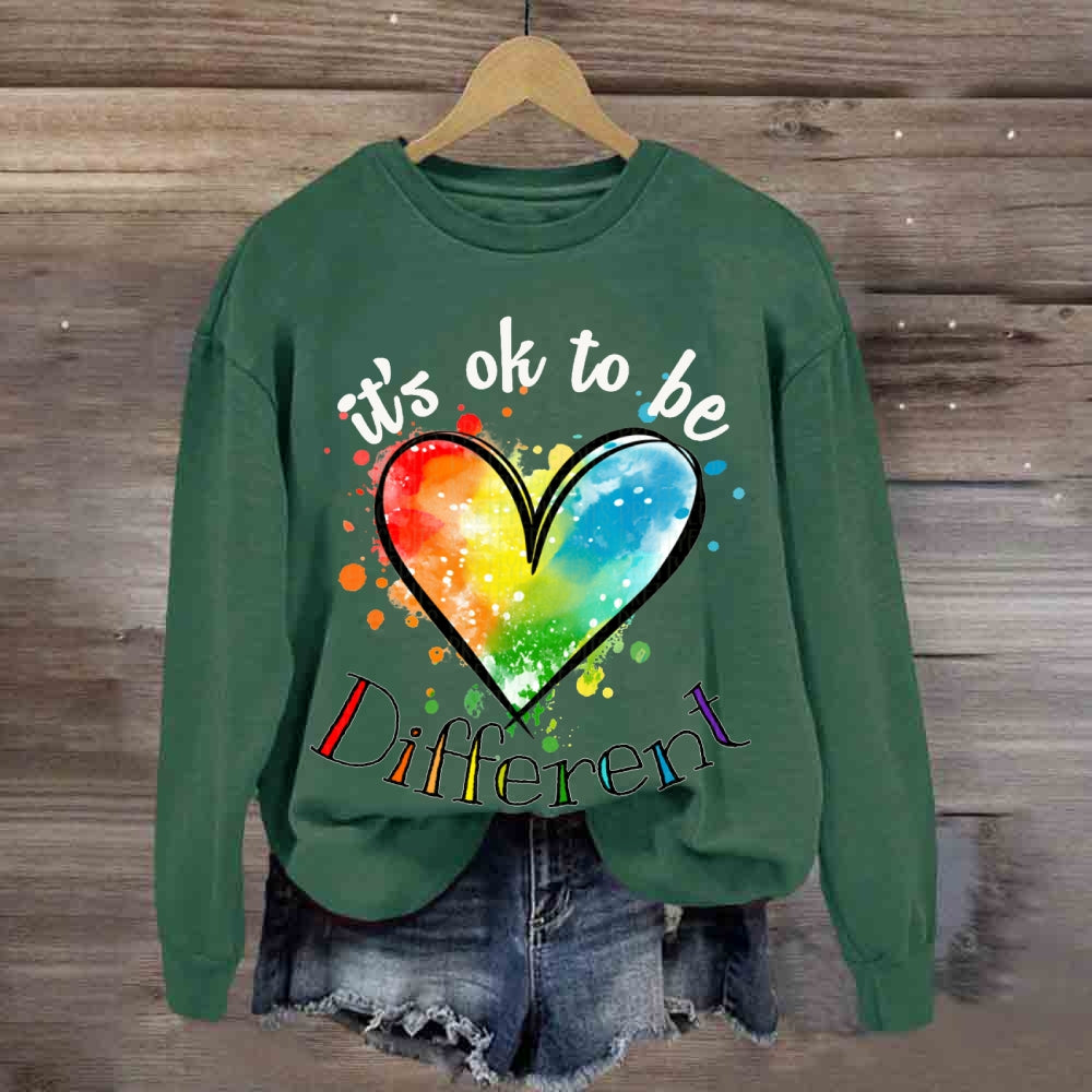 It'S Ok Be Different Colorful Tie-Dye Hearts sweatshirt