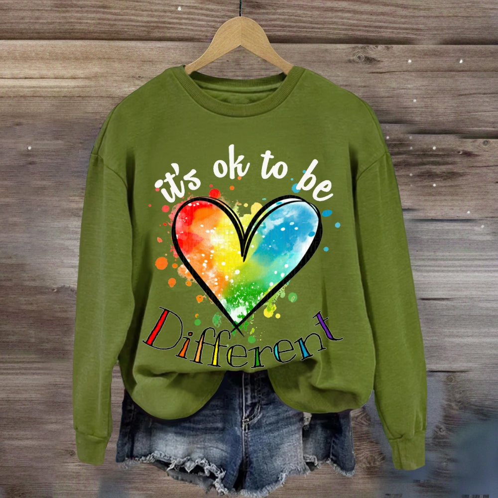It'S Ok Be Different Colorful Tie-Dye Hearts sweatshirt
