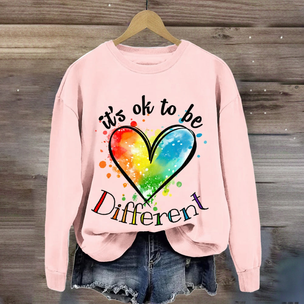 It'S Ok Be Different Colorful Tie-Dye Hearts sweatshirt