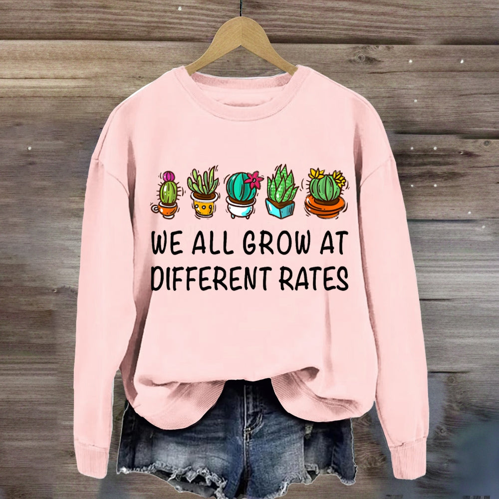We All Grow At Different Rates Plants In Colorful Pots sweatshirt
