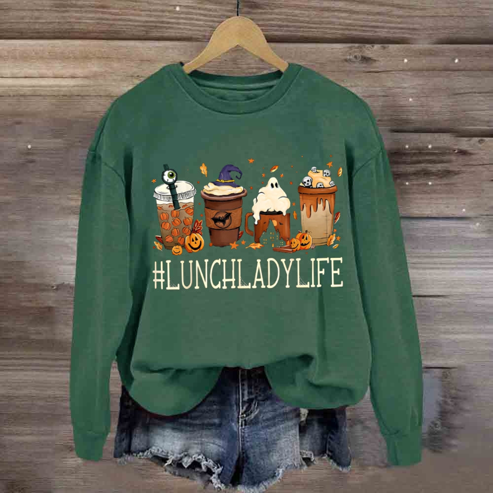 Lunch Lady Life Pumpkin Milk Tea Halloween sweatshirt