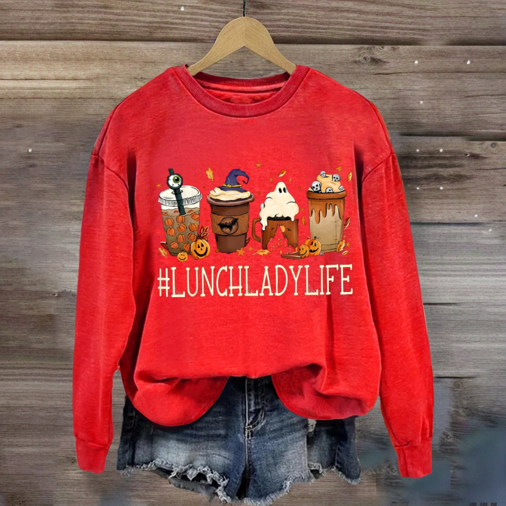 Lunch Lady Life Pumpkin Milk Tea Halloween sweatshirt