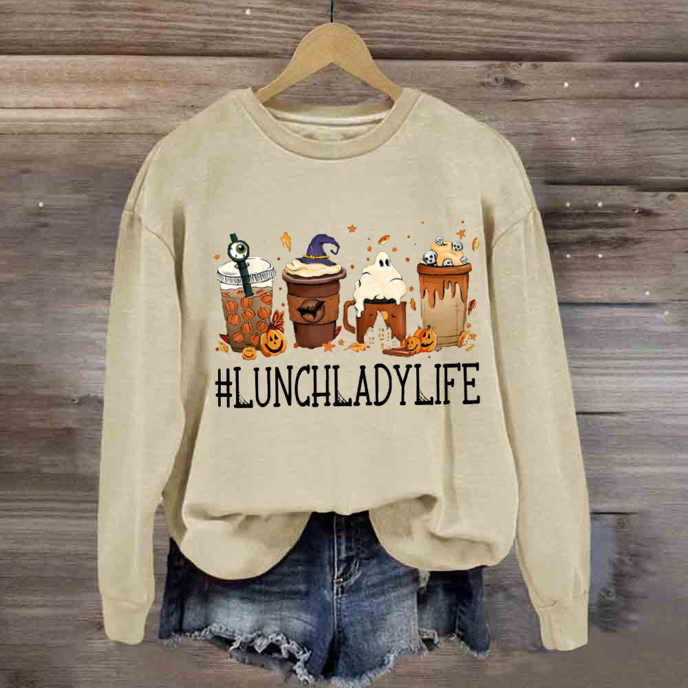 Lunch Lady Life Pumpkin Milk Tea Halloween sweatshirt