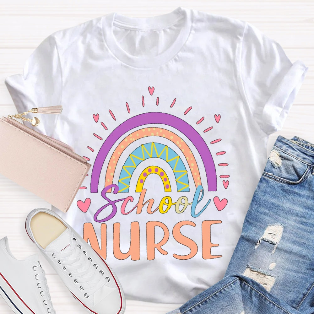 School Nurse Rainbow Letters  T-shirt
