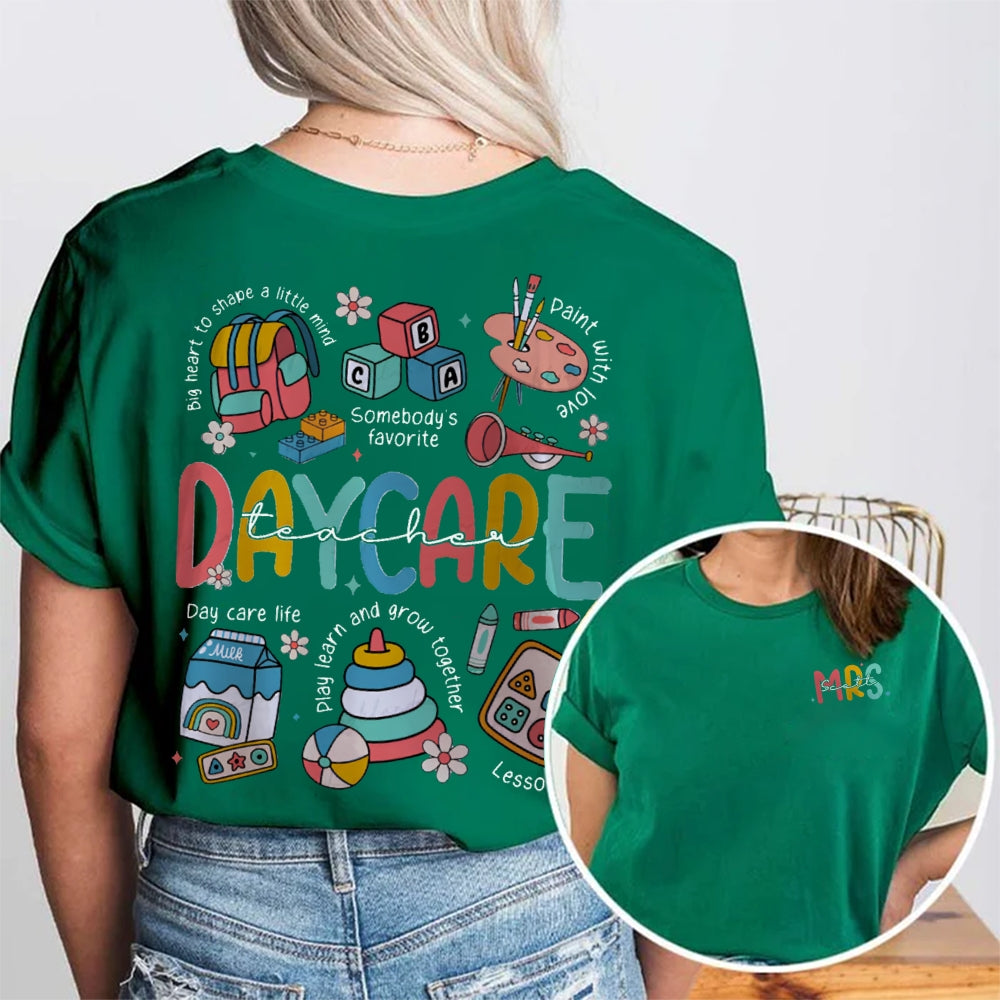 Personalized Daycare Teacher Name Double-sided printing T-Shirt