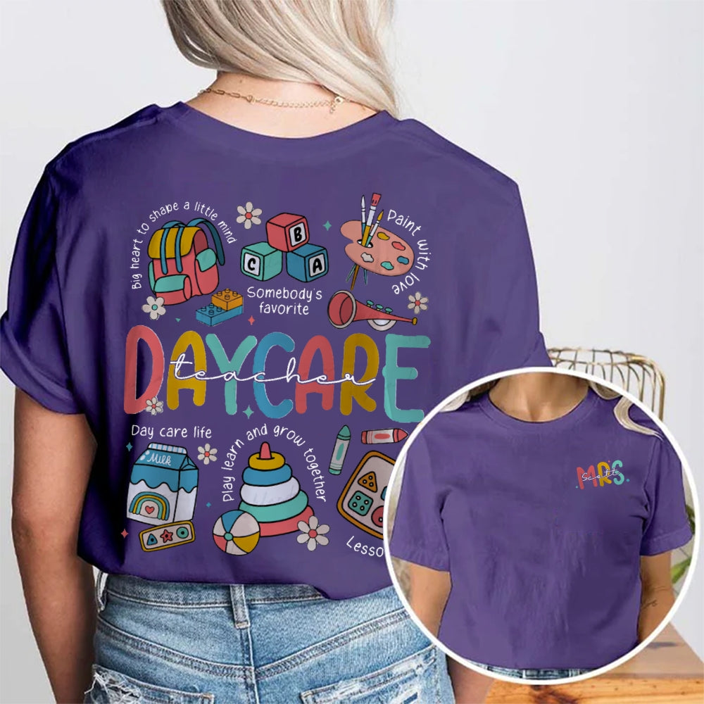 Personalized Daycare Teacher Name Double-sided printing T-Shirt