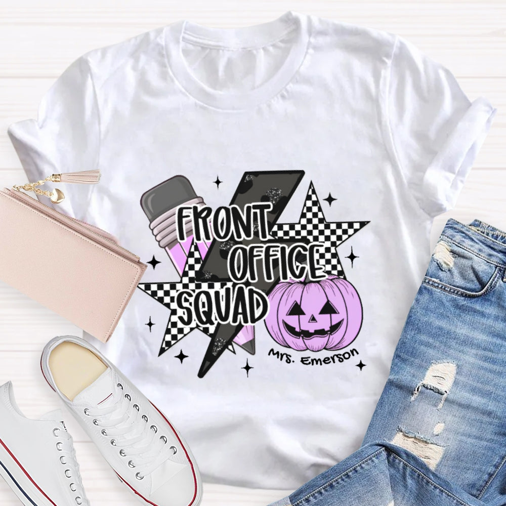 Personalized Name Front Office Squad  Halloween Pumpkin Pattern T-Shirt