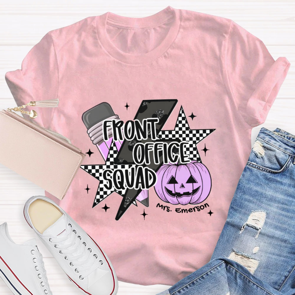 Personalized Name Front Office Squad  Halloween Pumpkin Pattern T-Shirt