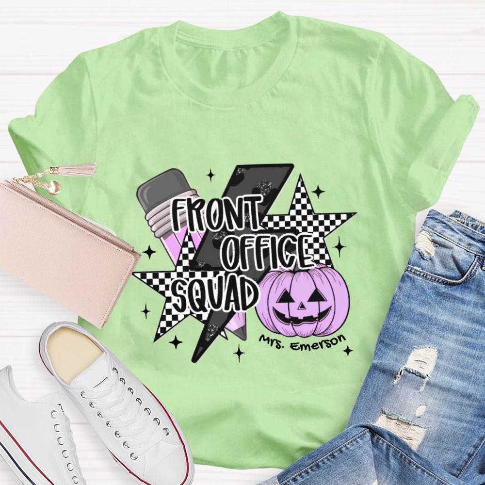 Personalized Name Front Office Squad  Halloween Pumpkin Pattern T-Shirt