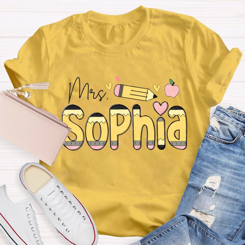 Personalized Name Colorful Fonts And Hearts T-shirt