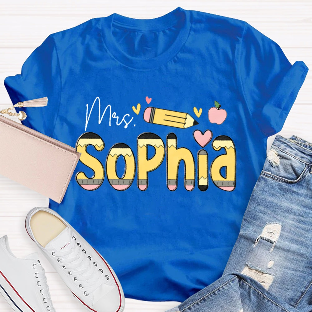 Personalized Name Colorful Fonts And Hearts T-shirt