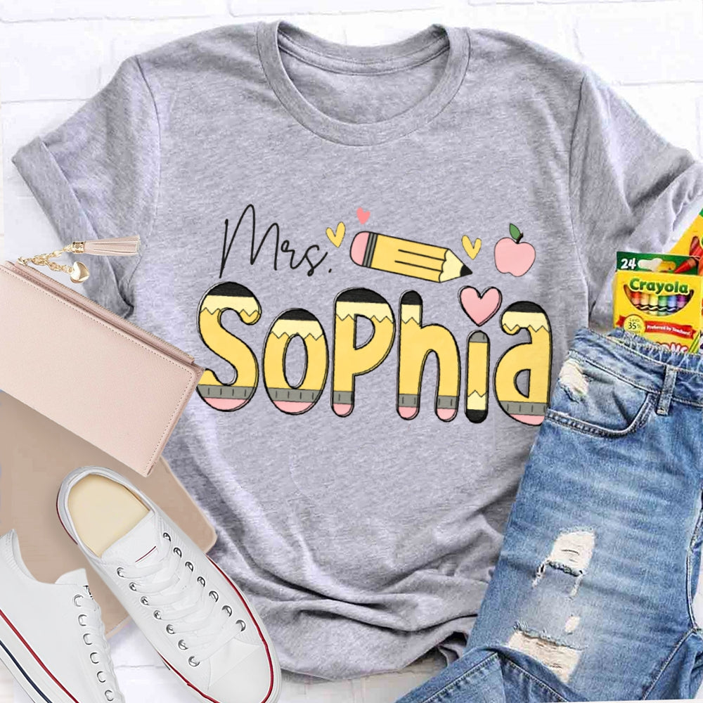 Personalized Name Colorful Fonts And Hearts T-shirt