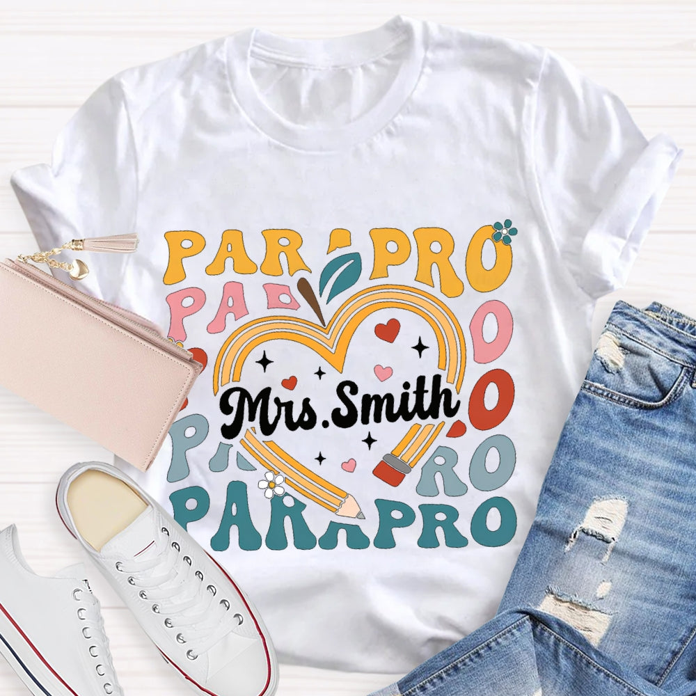 Personalized Name Para Colorful Fonts And Hearts T-shirt
