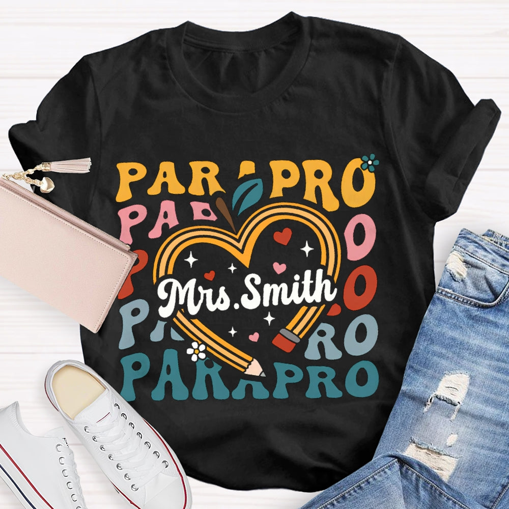 Personalized Name Para Colorful Fonts And Hearts T-shirt