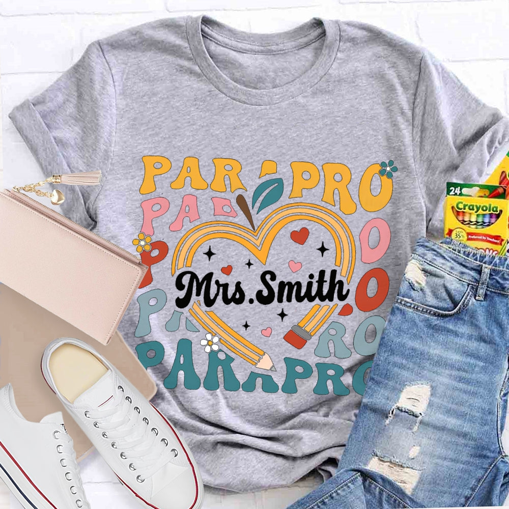 Personalized Name Para Colorful Fonts And Hearts T-shirt