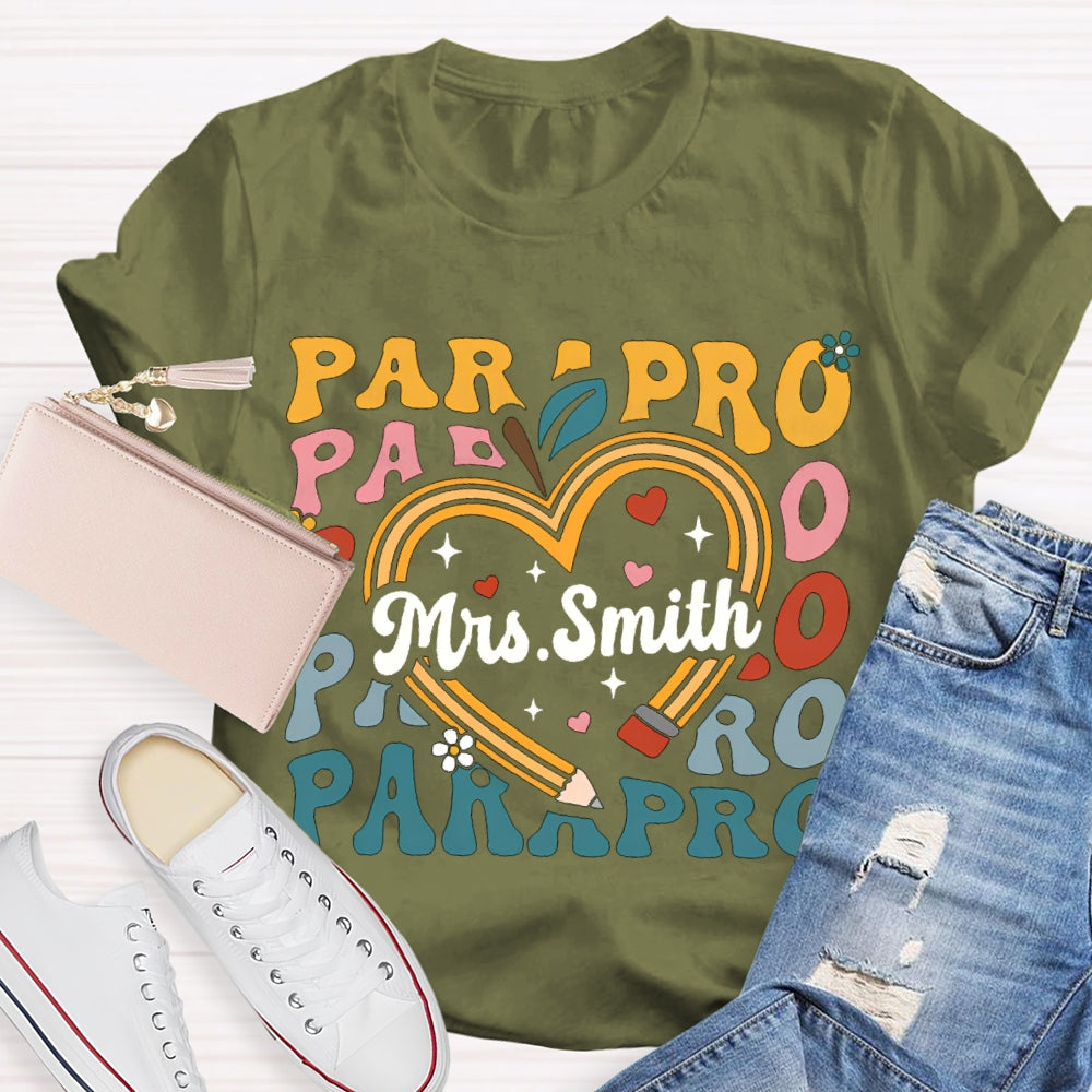 Personalized Name Para Colorful Fonts And Hearts T-shirt