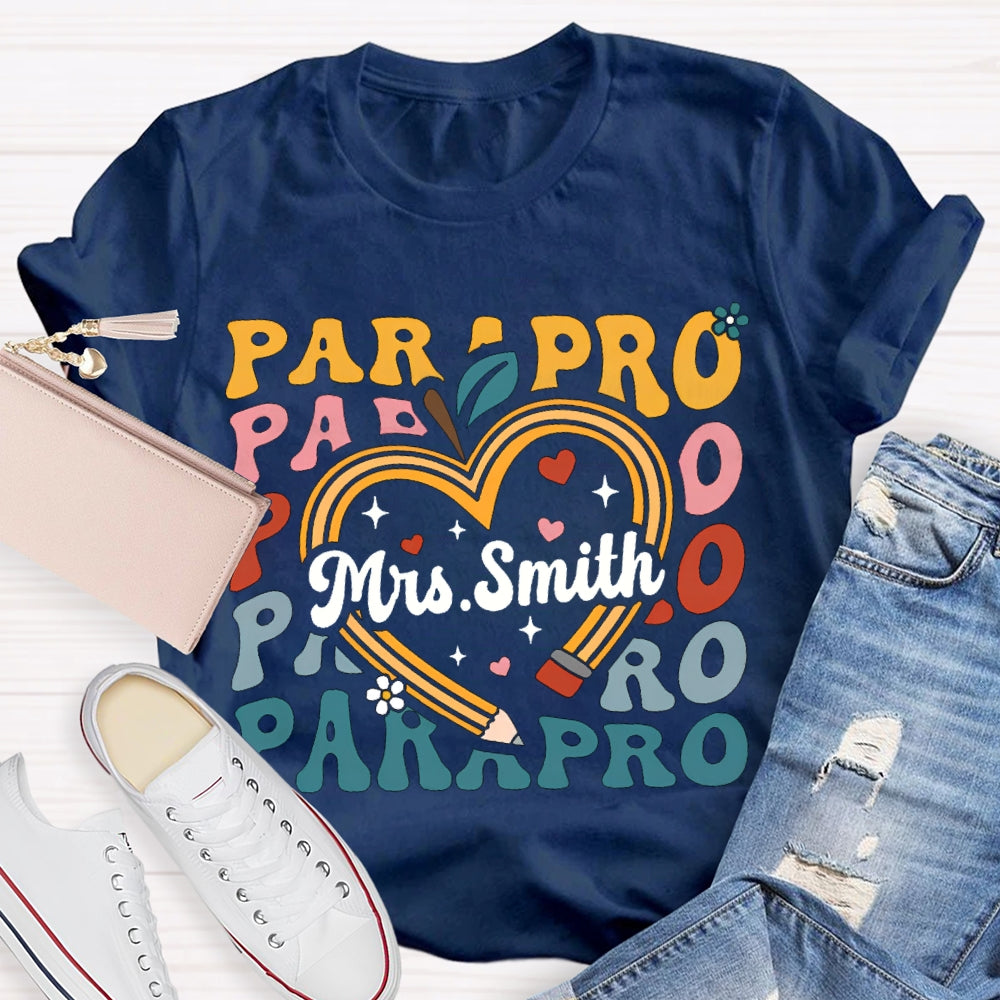 Personalized Name Para Colorful Fonts And Hearts T-shirt