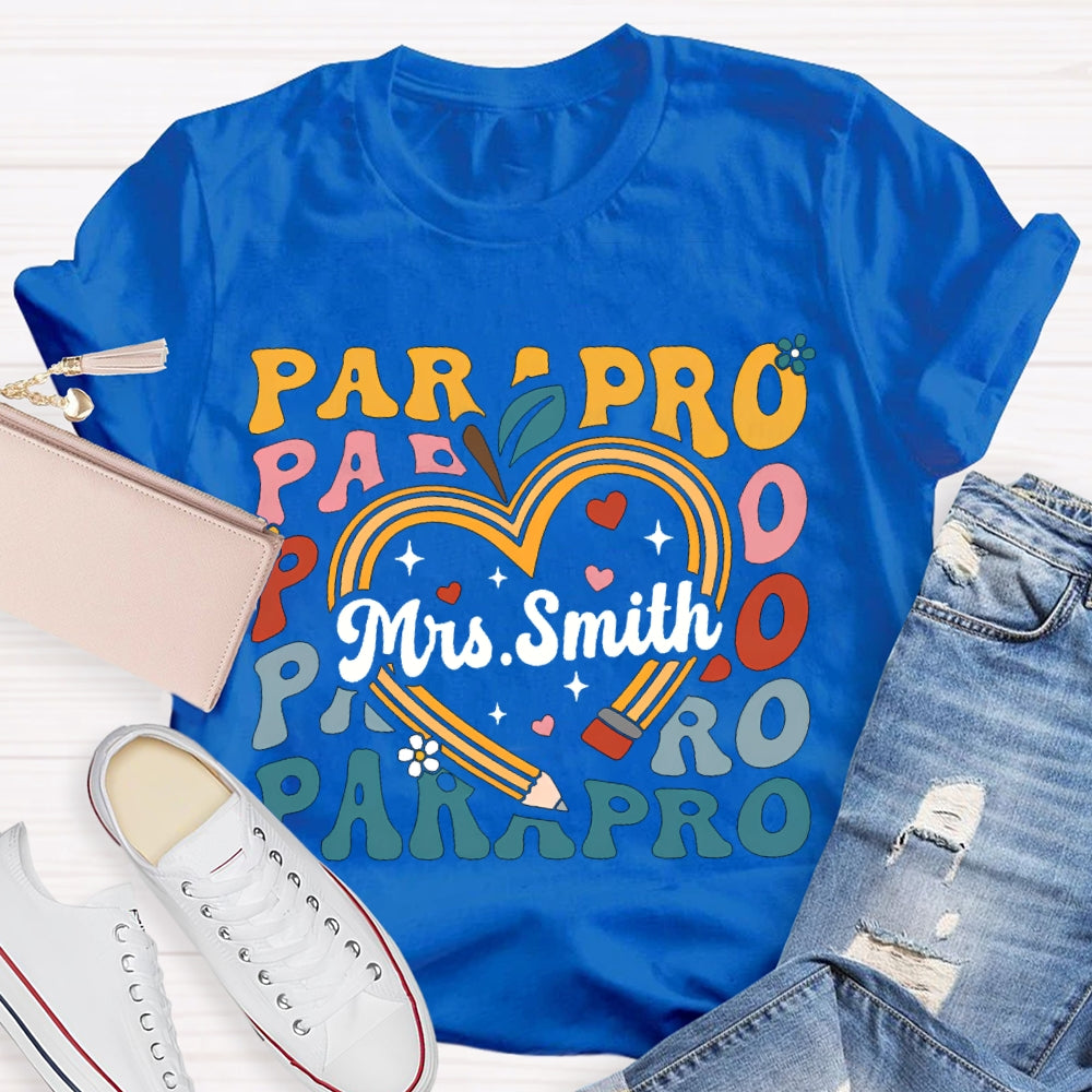 Personalized Name Para Colorful Fonts And Hearts T-shirt