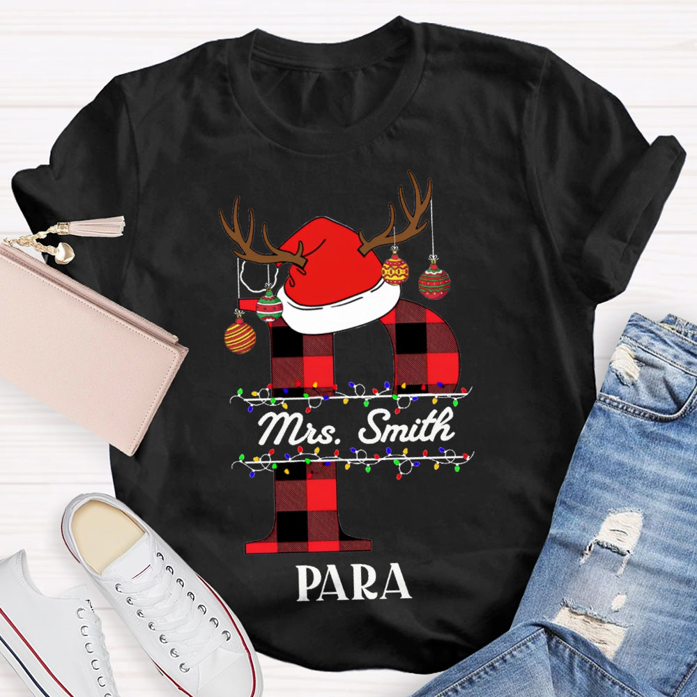 Personalized Name P Is For Para Santa Hat T-shirt