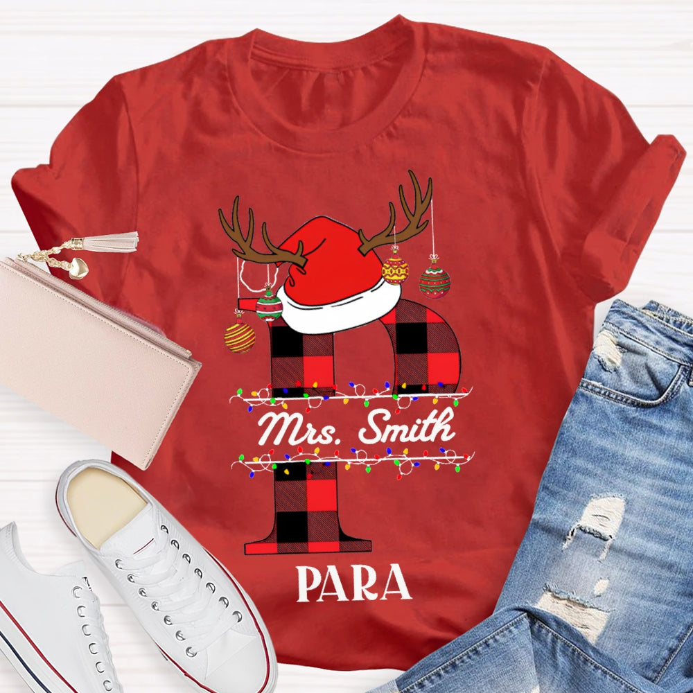 Personalized Name P Is For Para Santa Hat T-shirt