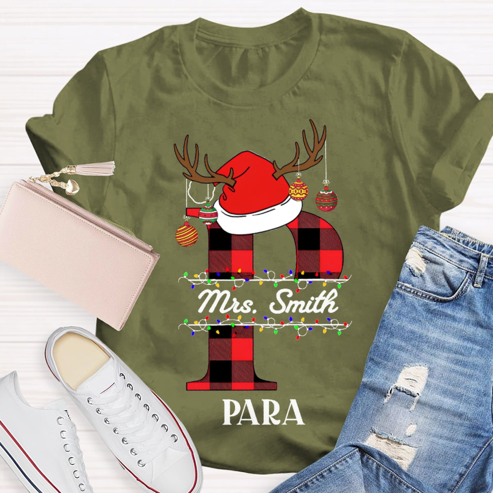 Personalized Name P Is For Para Santa Hat T-shirt