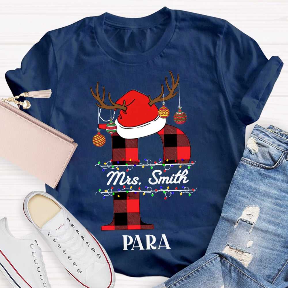 Personalized Name P Is For Para Santa Hat T-shirt