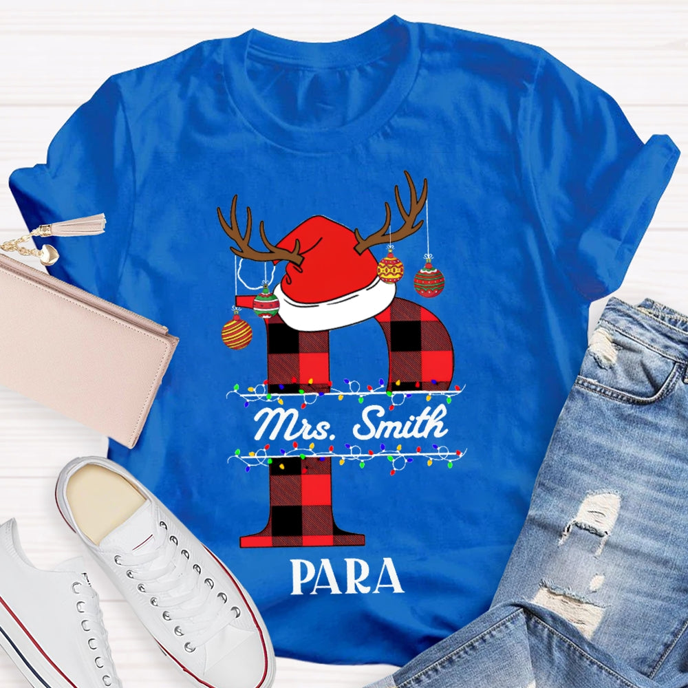 Personalized Name P Is For Para Santa Hat T-shirt
