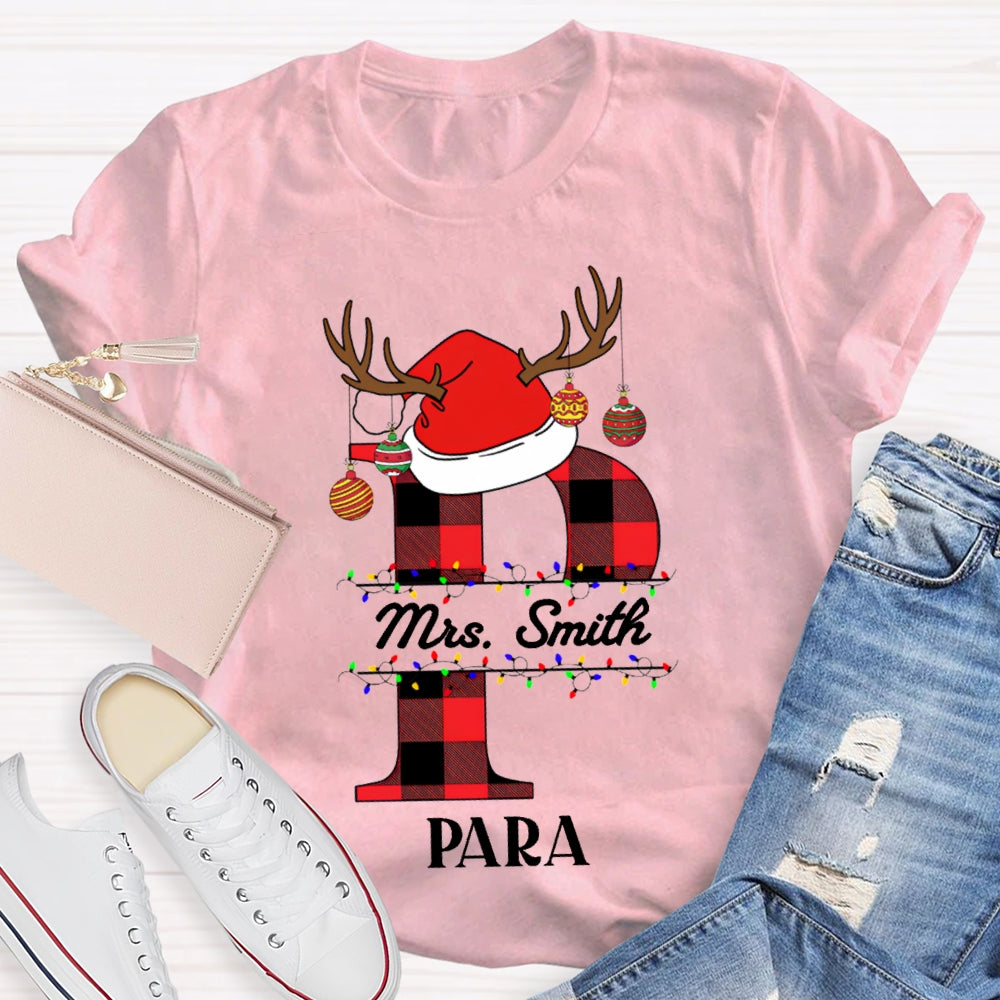 Personalized Name P Is For Para Santa Hat T-shirt