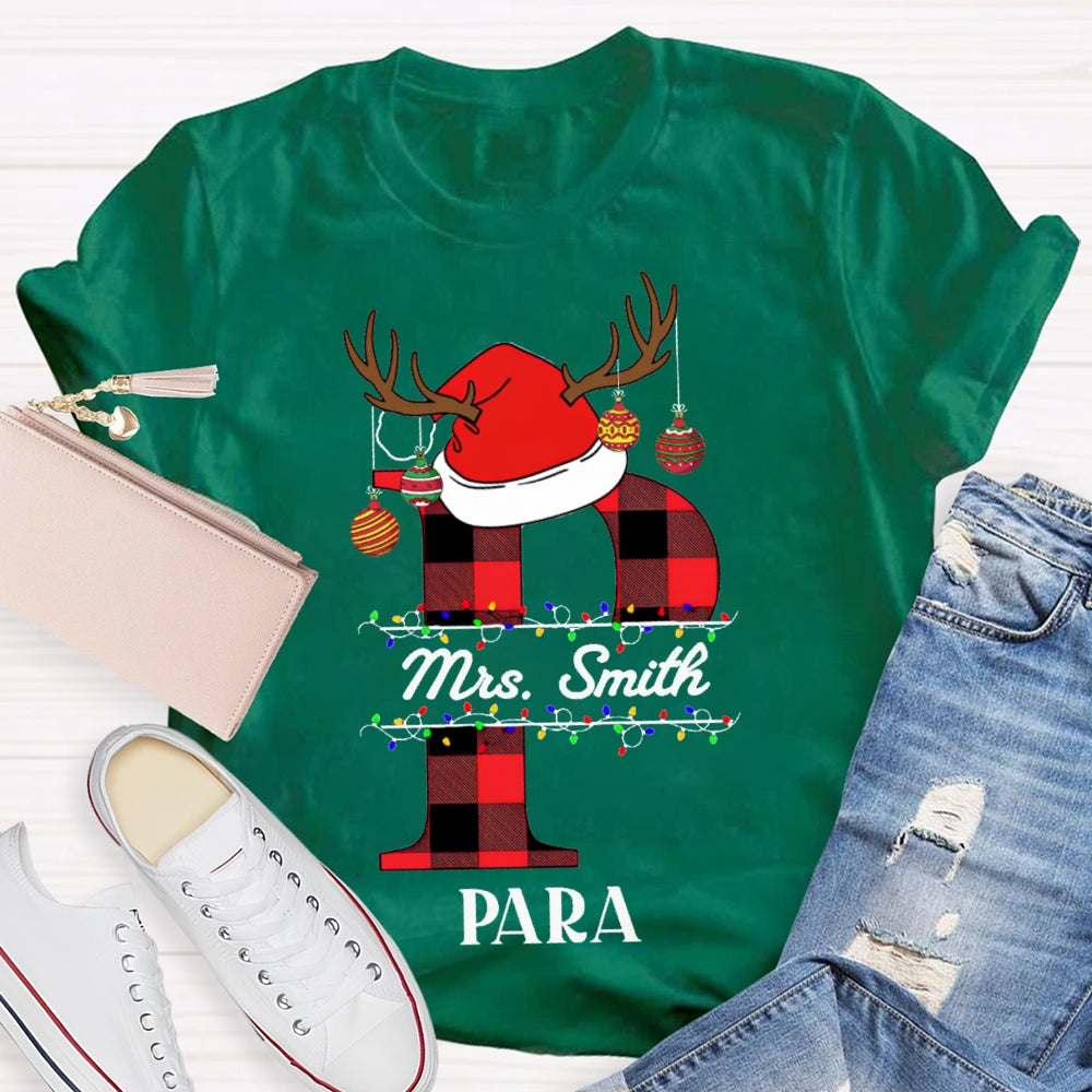 Personalized Name P Is For Para Santa Hat T-shirt