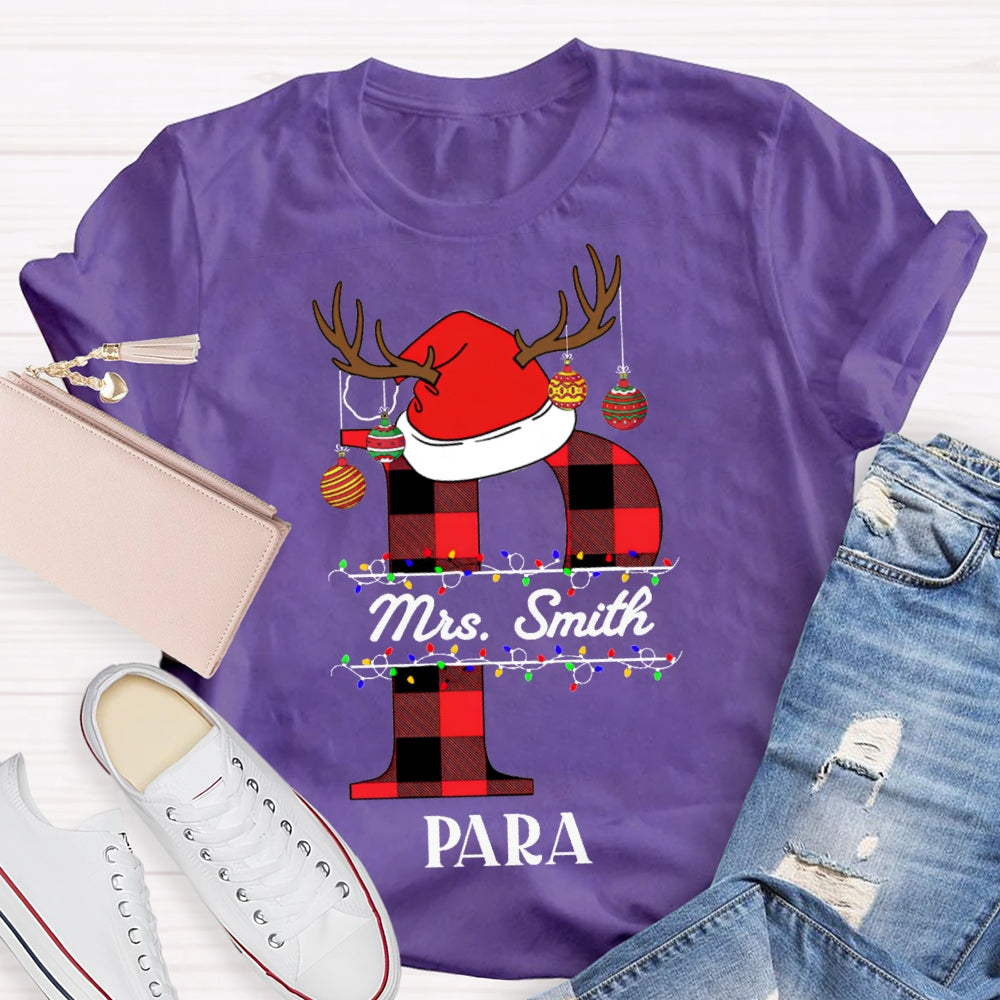 Personalized Name P Is For Para Santa Hat T-shirt