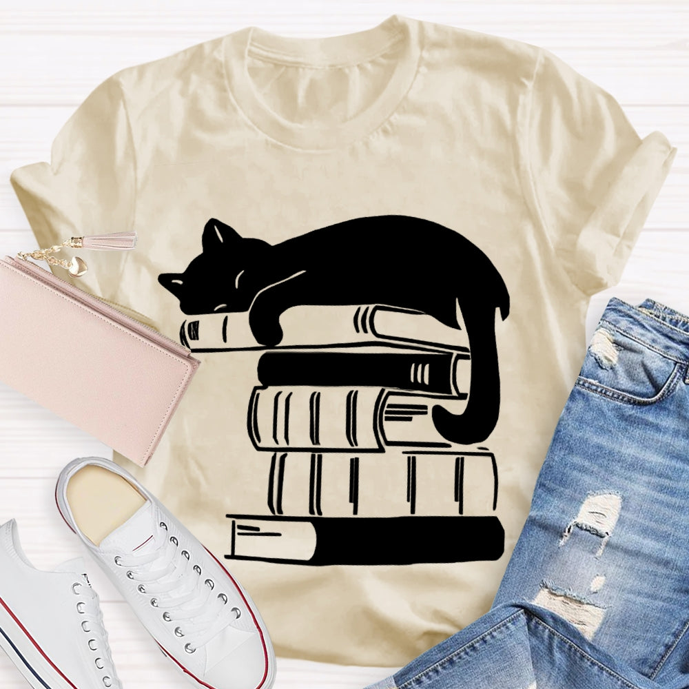 Fall In Love With Reading Kitten Lying On A Book T-shirt