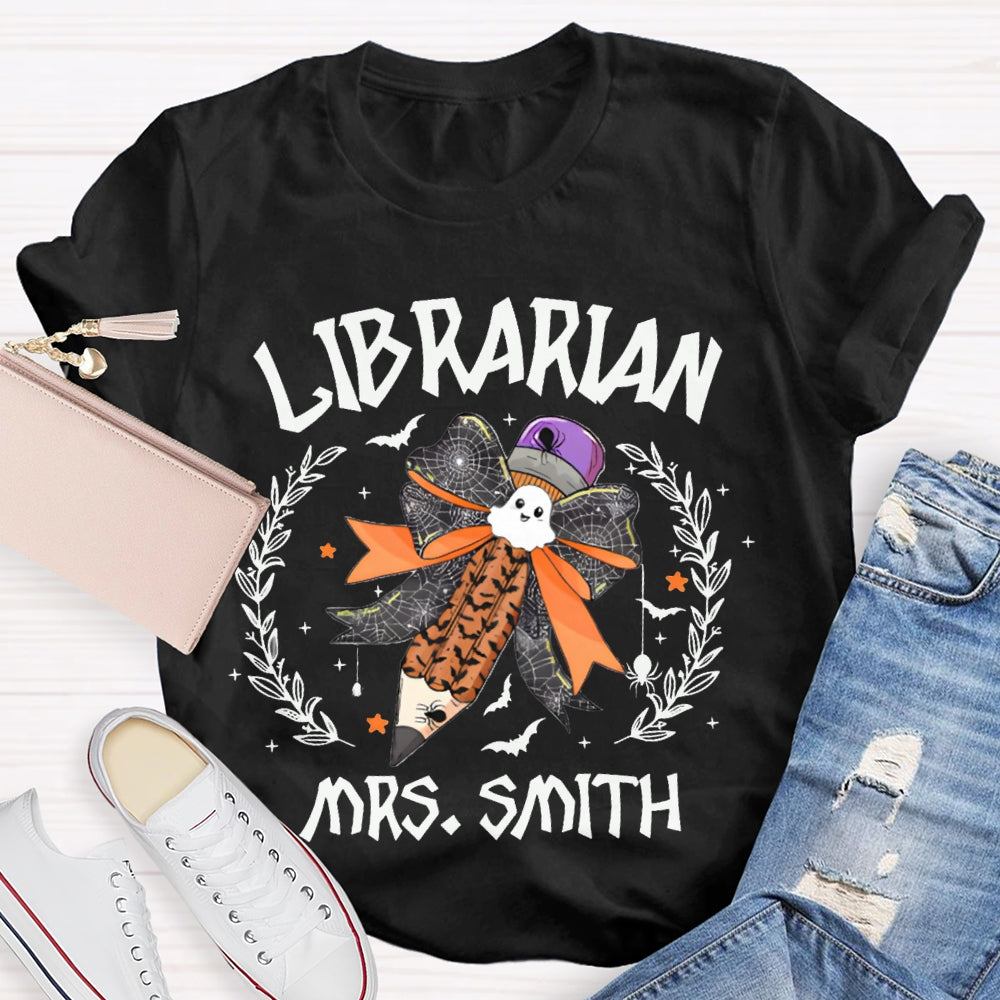 Personalized Name Librarian Halloween Pencils Halloween T-shirt