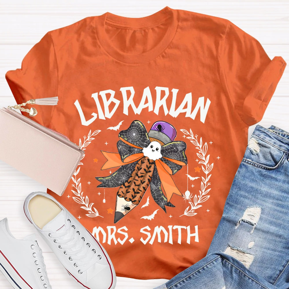 Personalized Name Librarian Halloween Pencils Halloween T-shirt