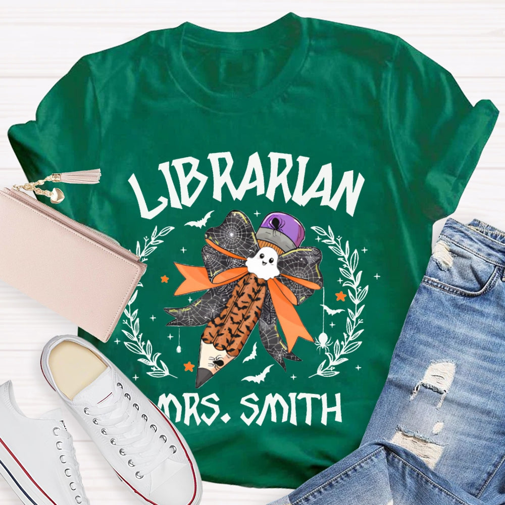 Personalized Name Librarian Halloween Pencils Halloween T-shirt