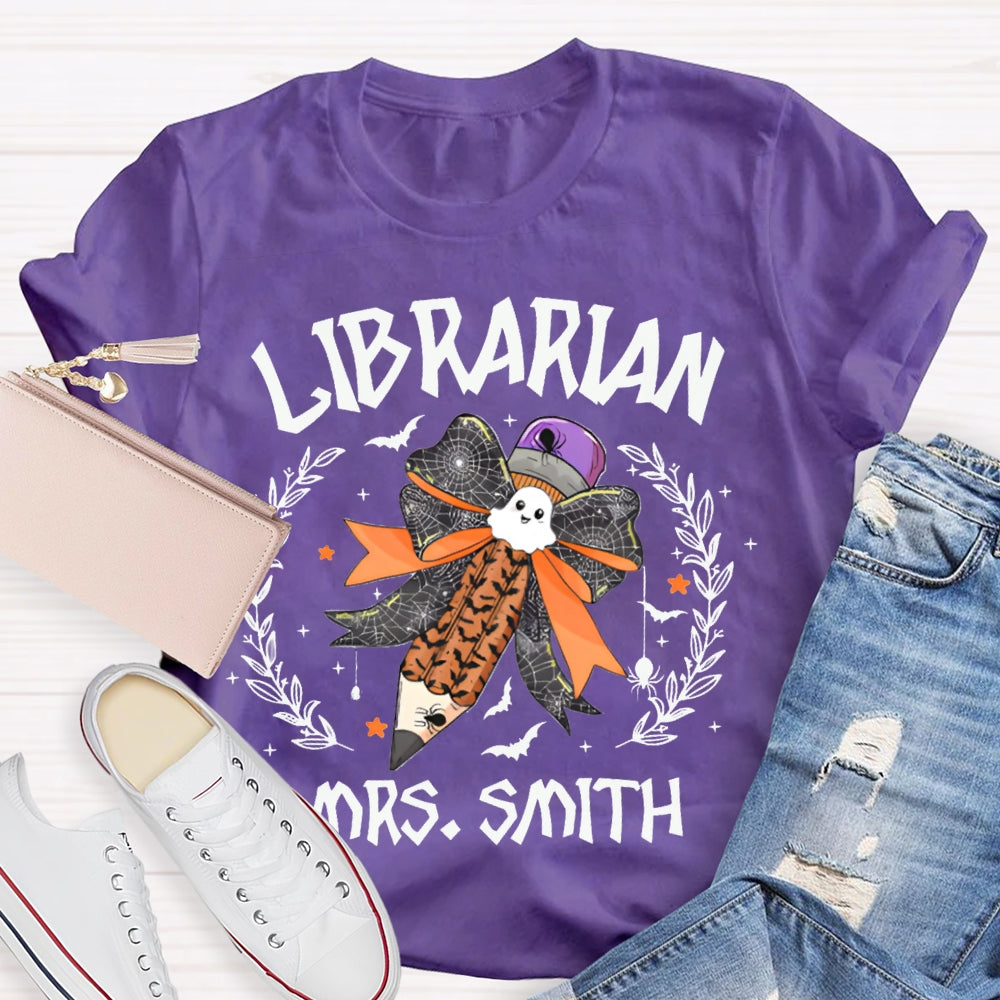 Personalized Name Librarian Halloween Pencils Halloween T-shirt