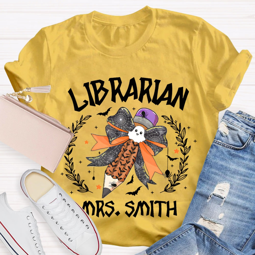 Personalized Name Librarian Halloween Pencils Halloween T-shirt