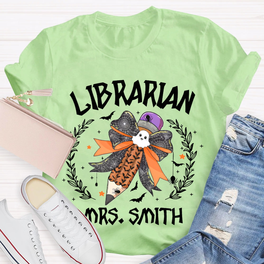 Personalized Name Librarian Halloween Pencils Halloween T-shirt