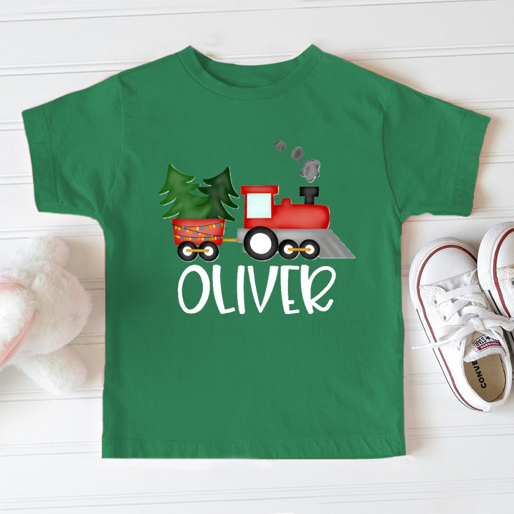 Personalized Name Christmas Tree Car Toddler T-shirts