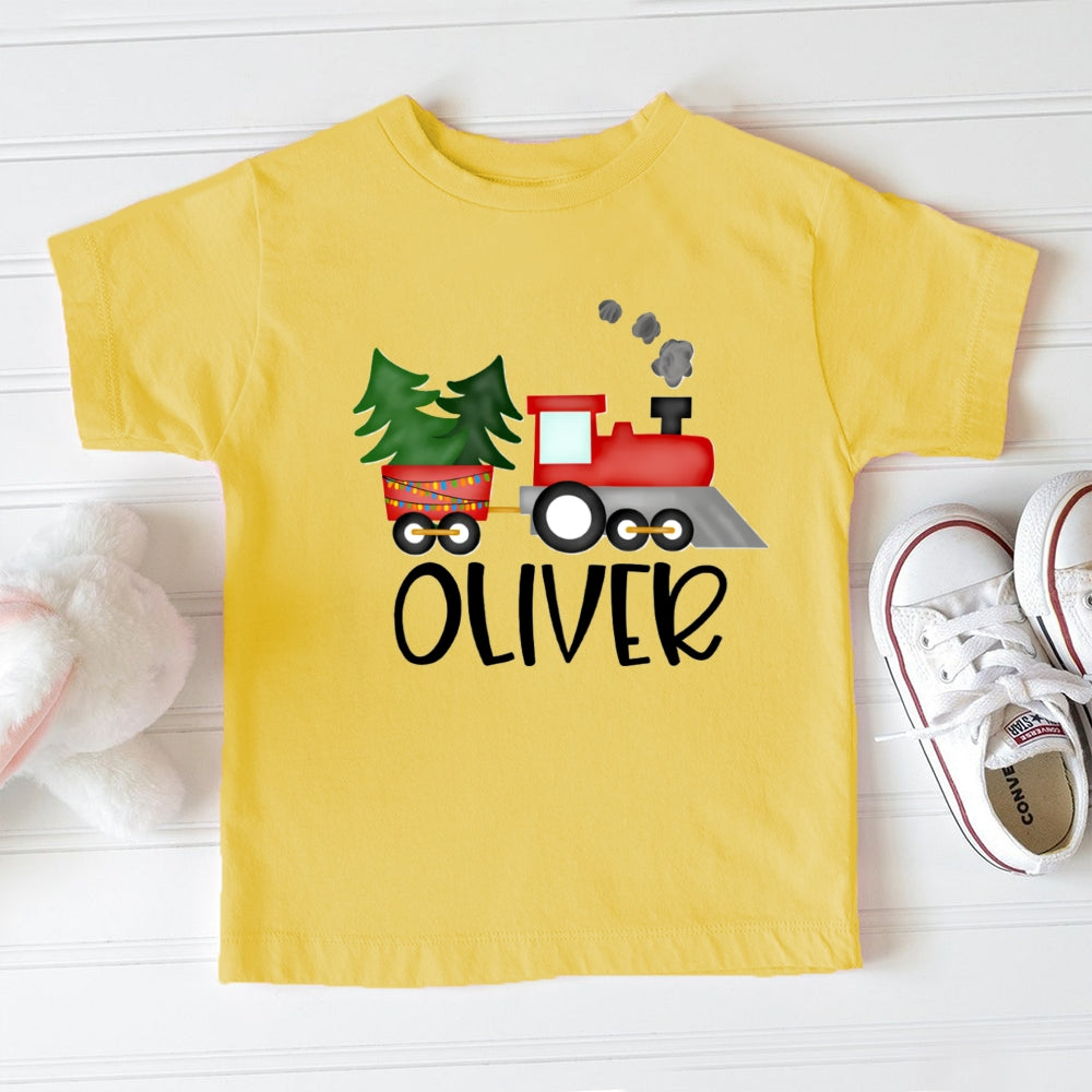 Personalized Name Christmas Tree Car Toddler T-shirts