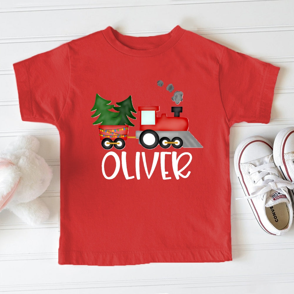 Personalized Name Christmas Tree Car Toddler T-shirts