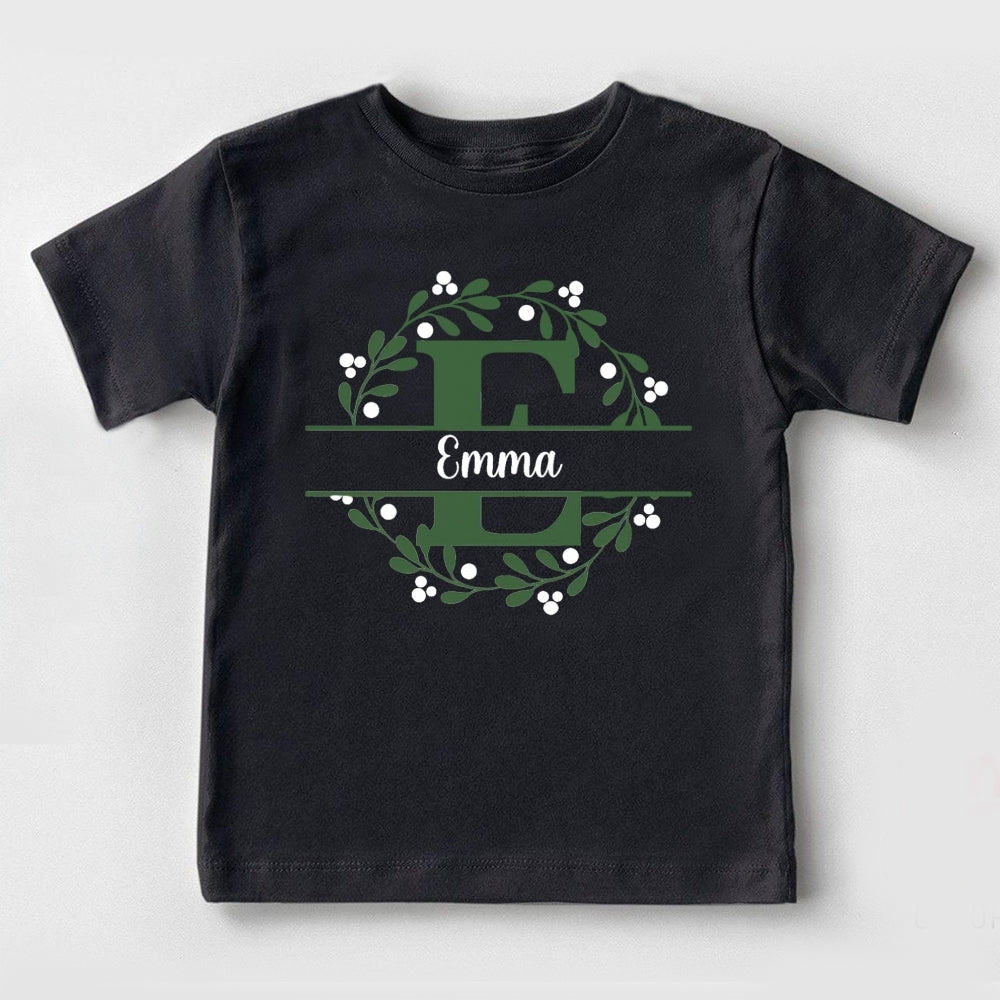 Personalized Name Christmas Wreath Toddler T-shirts