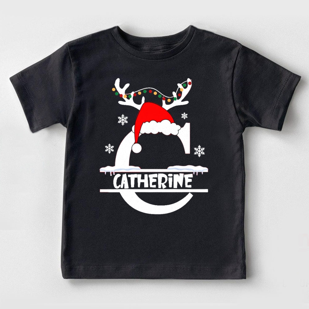 Personalized Name Christmas Hat Toddler T-shirts