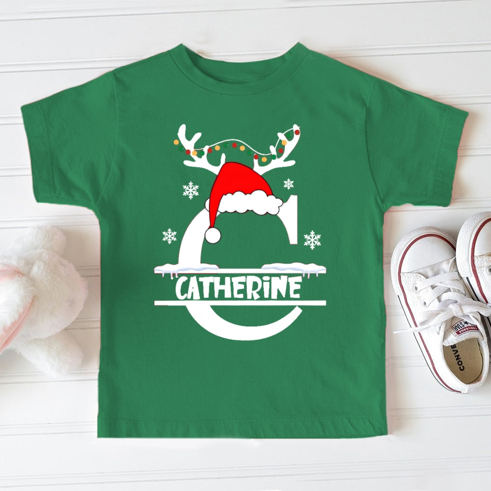 Personalized Name Christmas Hat Toddler T-shirts
